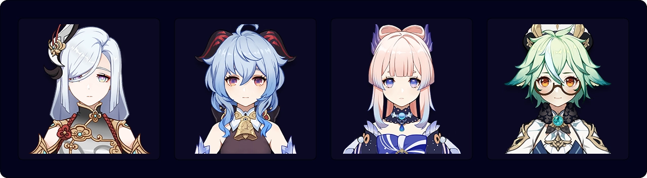 Shenhe — Ganyu — Kokomi — Sucrose