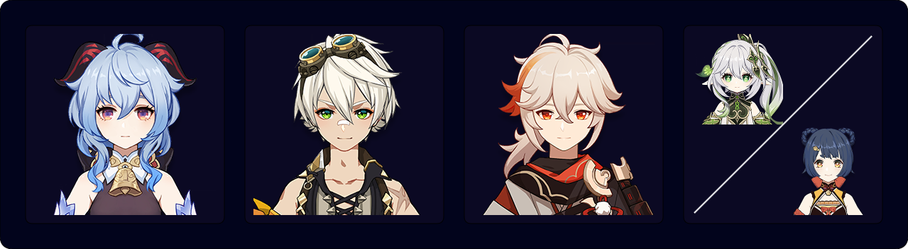 Ganyu (C6) — Bennett — Kazuha — Nahida / Xiangling