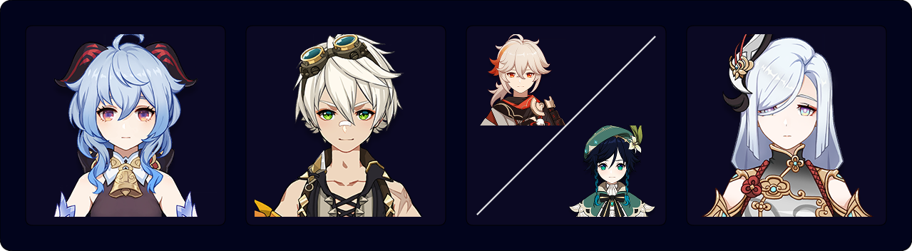 Ganyu (C6) — Bennett — Kazuha / Venti — Shenhe