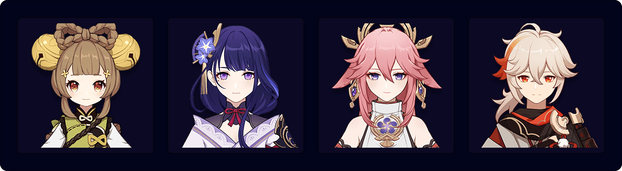 Yaoyao — Raiden — Yae — Kazuha