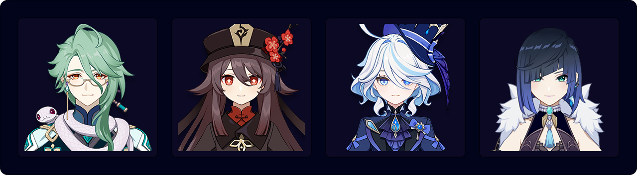 Baizhu — Hu Tao — Furina — Yelan