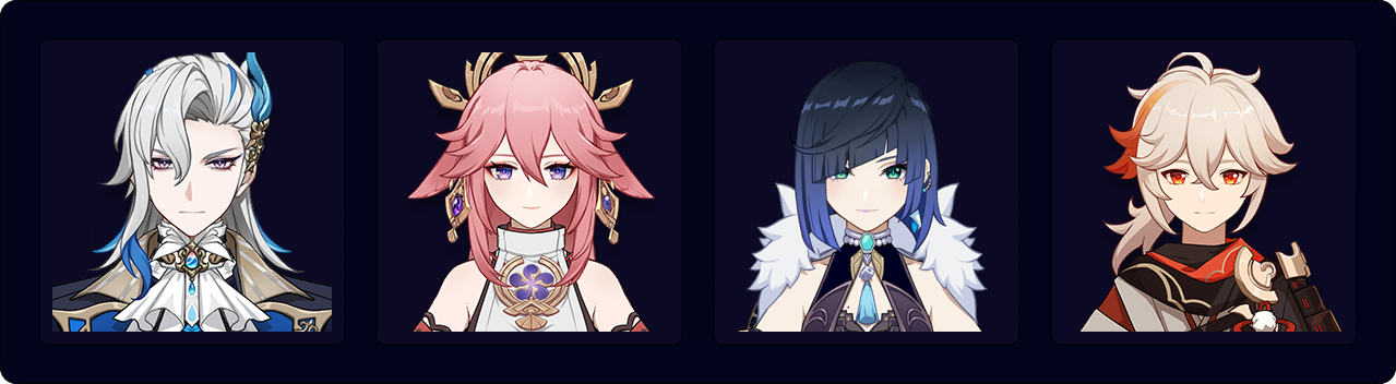 Neuvillette — Kazuha — Yae Miko — Yelan